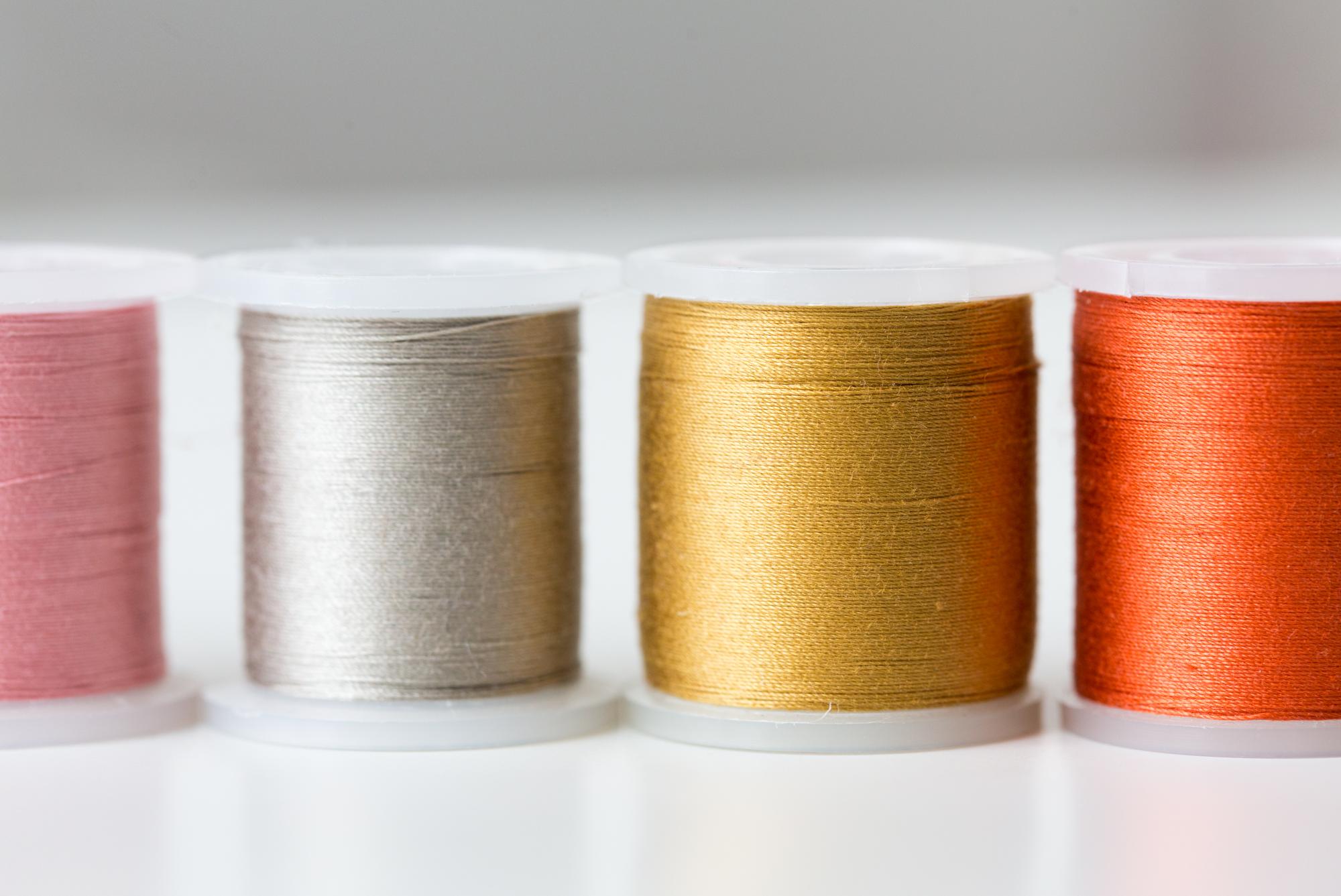 Close-up of metallic thread embroidery